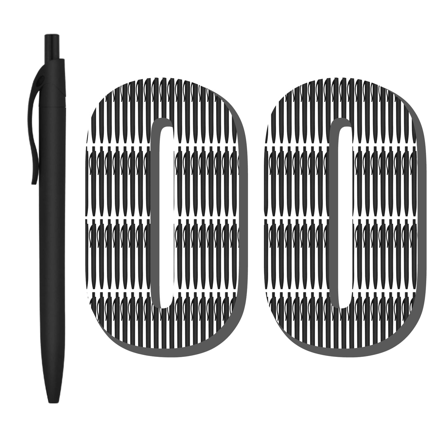 Deegtran 100 Pack No Bleed Black Barrel Click Pens, Wholesale Retractable Ballpoint, Medium Point