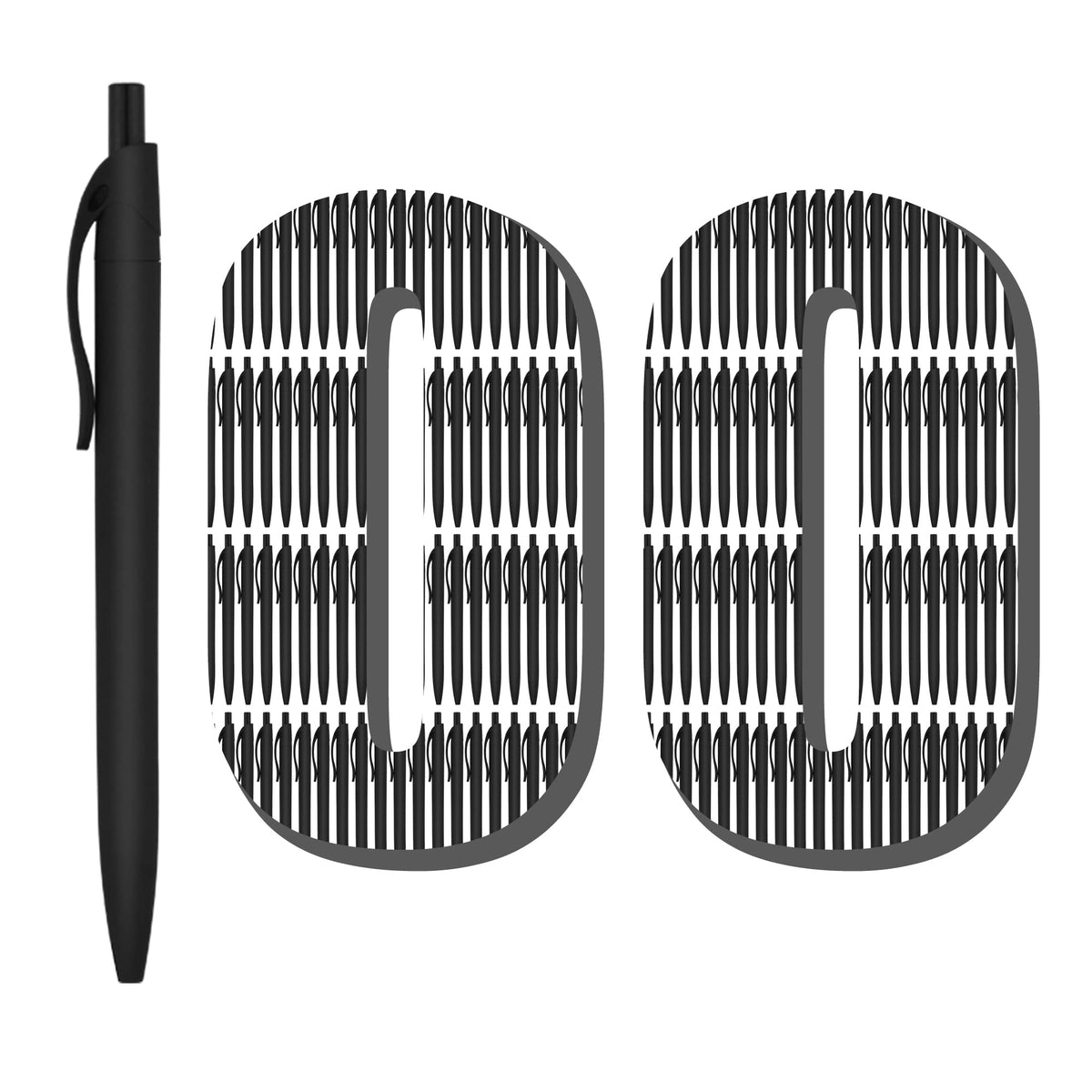 Deegtran 100 Pack No Bleed Black Barrel Click Pens, Wholesale Retractable Ballpoint, Medium Point