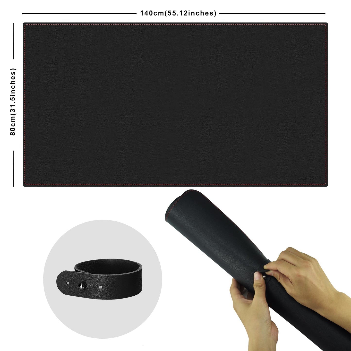 ZORESYN Black PU Leather Desk Pad 55.12" x 31.50"