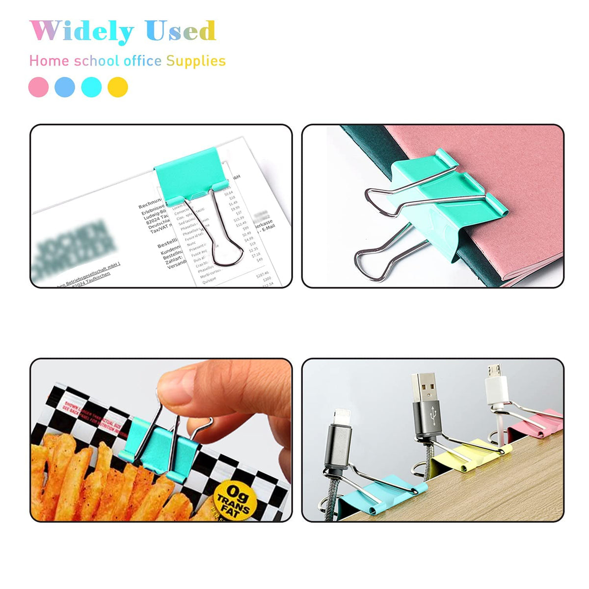 Mini Binder Clips, 120 Pack, 5/8 Inch, Color, Standard 15mm, Micro Paper Clips, Fold Clamp
