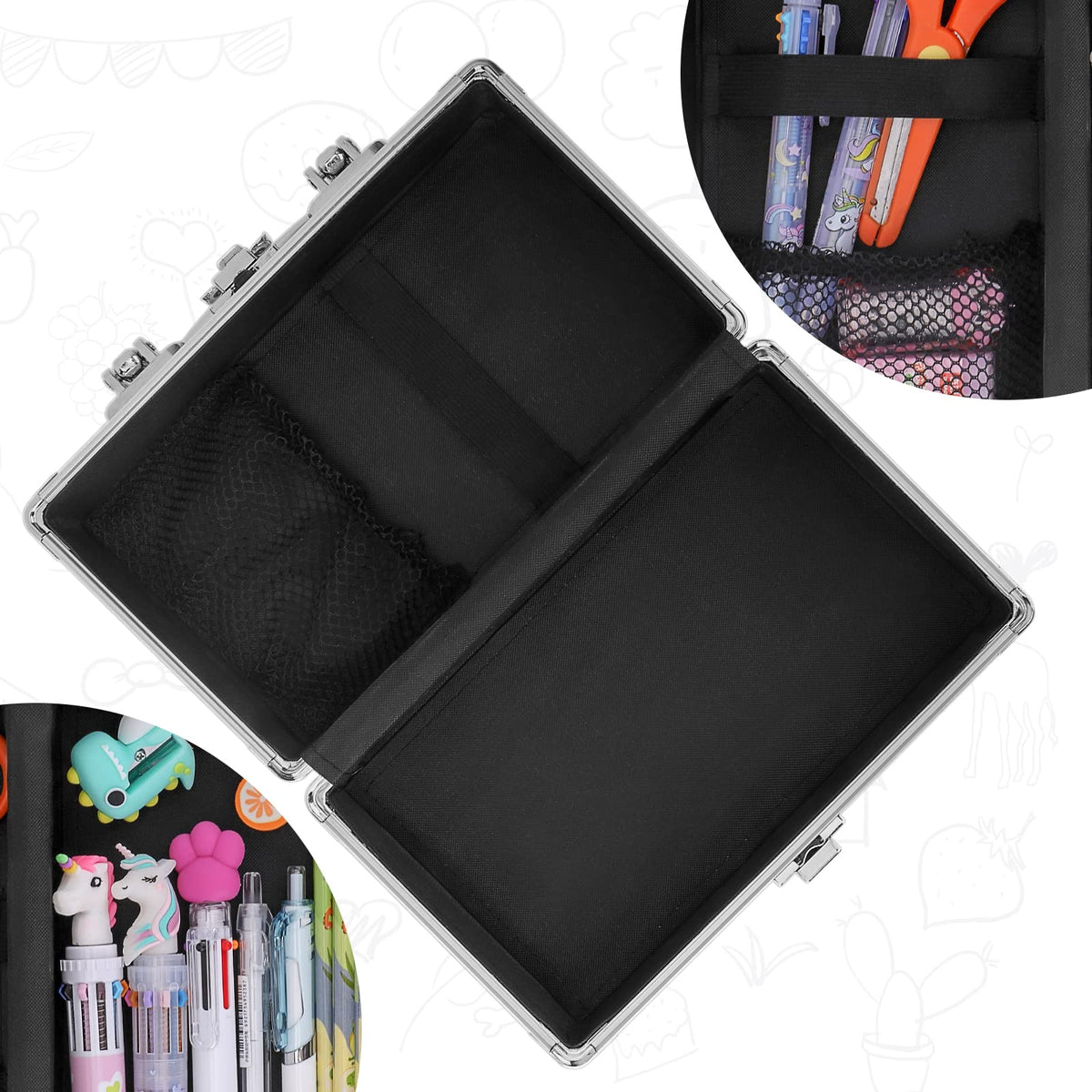 JYPS Unicorn Pencil Box for Girls Boys Kids, Lock Box for School with Portable Handle and Uncorn