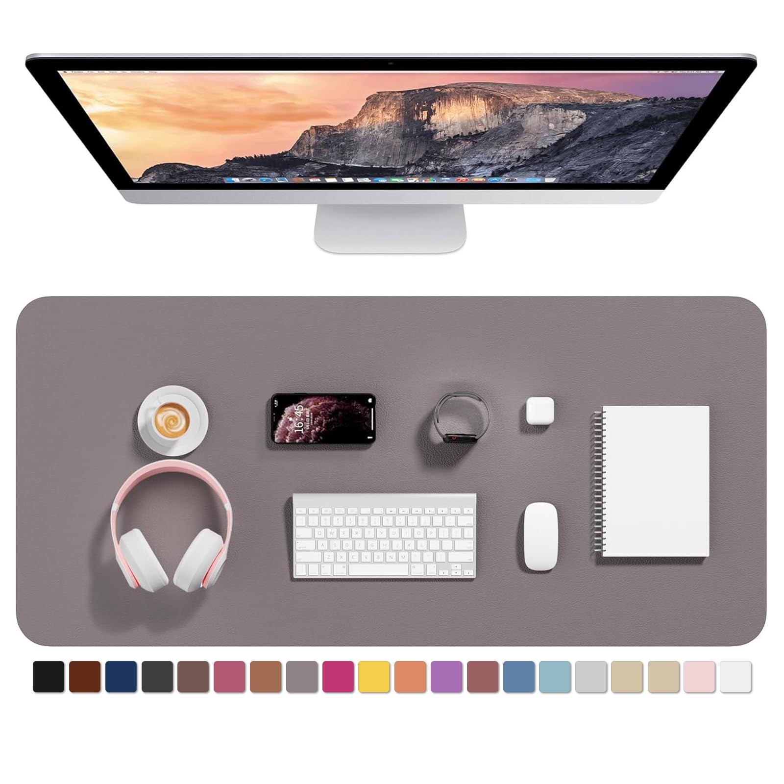Hsurbtra Desk Pad, 35.5" x 17" PU Leather Desk Mat, XXL Extended Mouse Pad, Waterproof Desktop