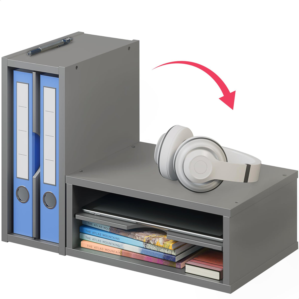 Ballucci File Organizer, 2-Tier Document Paper Sorter, Stackable Wood Desk Organizer Mail Holder