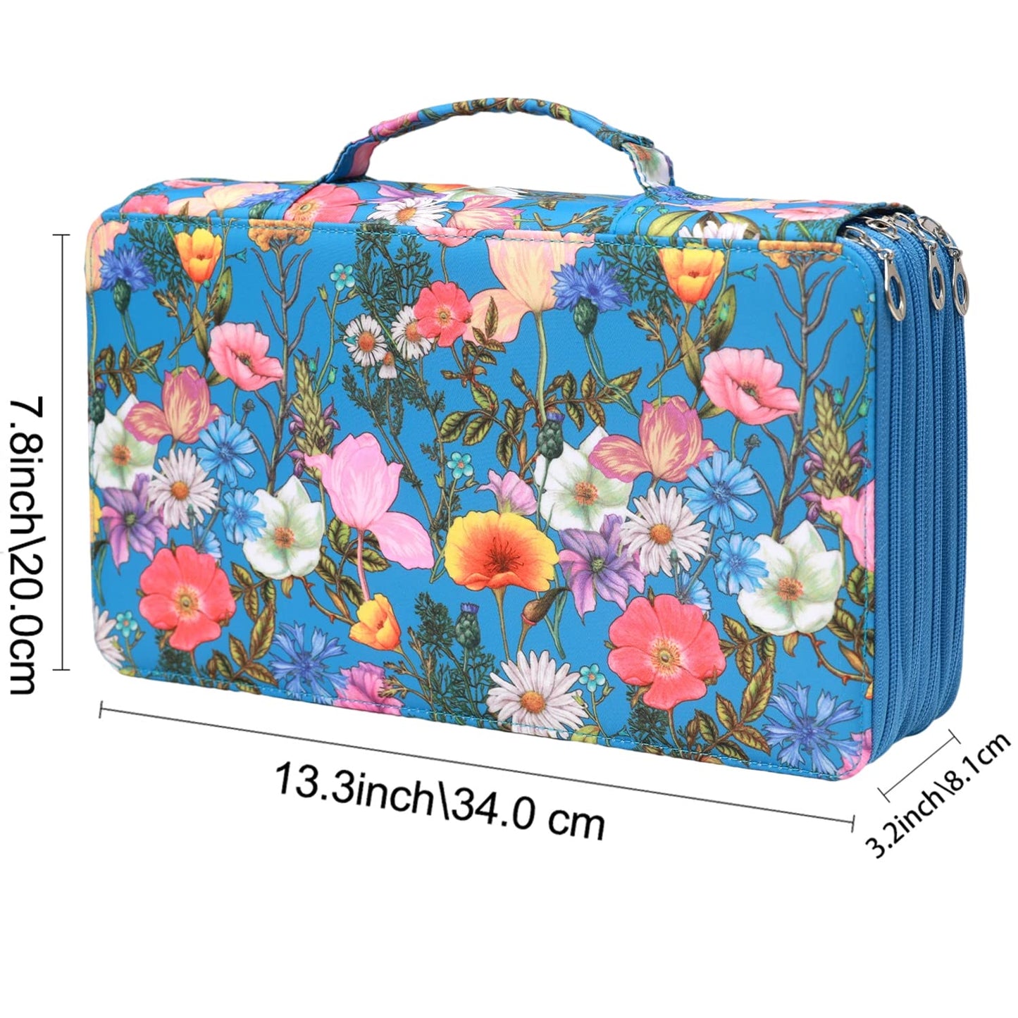 Colored Pencil Case - Large Capacity Colored Pencil Holder with Zipper Closure Twill Fabric Pencil
