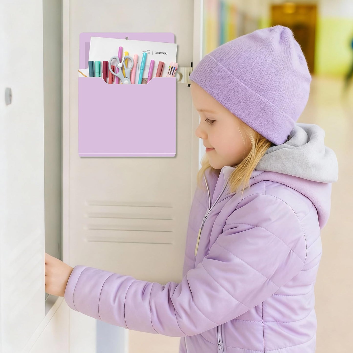 Fuutreo Magnetic Wall File Holder,6pcs,Violet Color,Vertical-large