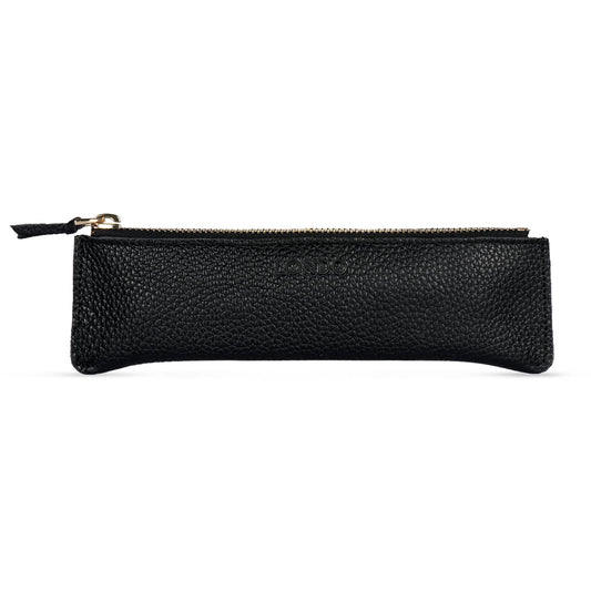 Londo Zippered Genuine Cowhide Leather Pen & Pencil Case — Slim Fountain Pen Holder, Pencil Pouch
