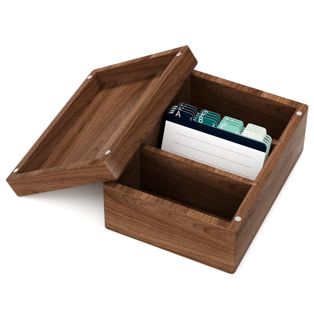MaxGear Walnut Wood Business Card Organizer for 2.2" x 3.5" Cards