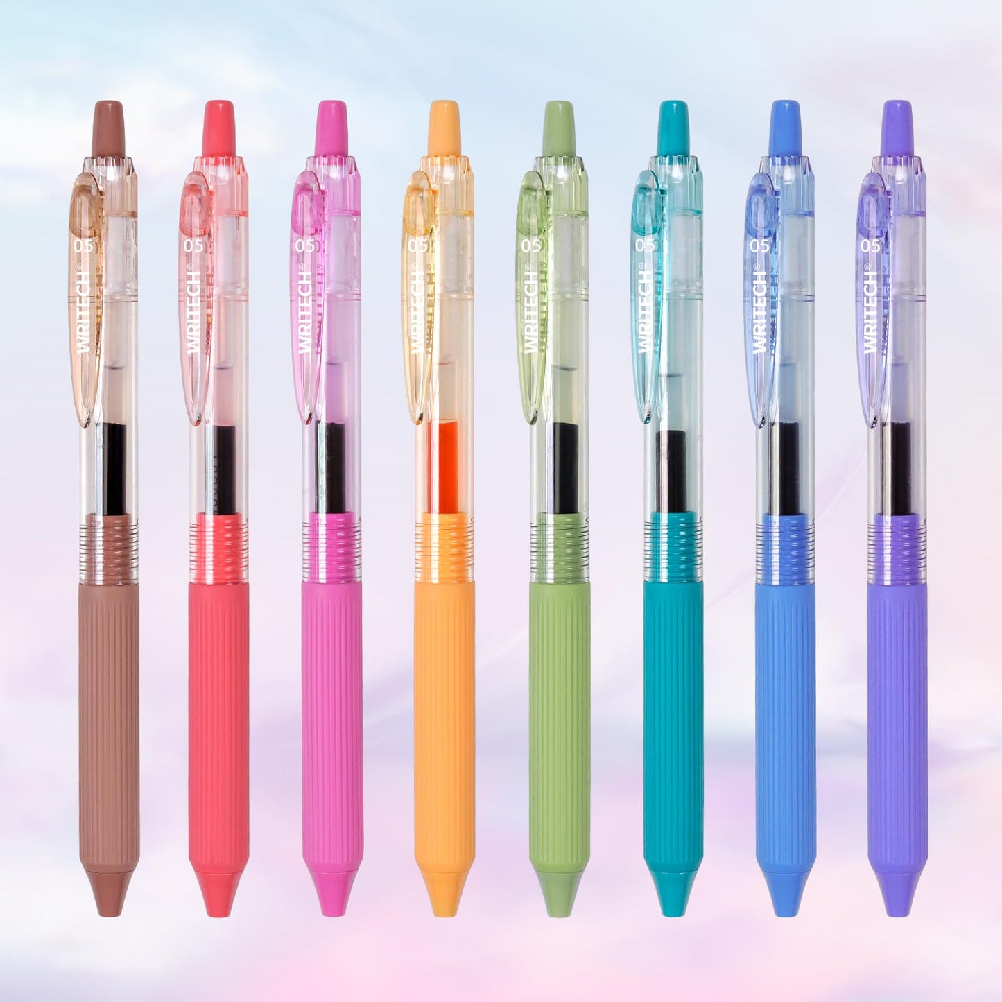 WRITECH Gel Pens Fine Point: 0.5mm Multicolor Ink Retractable 8ct Smooth Writing No Smear for