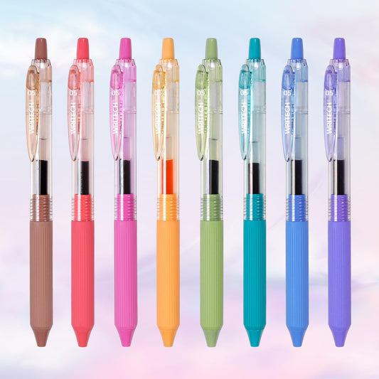 WRITECH Gel Pens Fine Point: 0.5mm Multicolor Ink Retractable 8ct Smooth Writing No Smear for