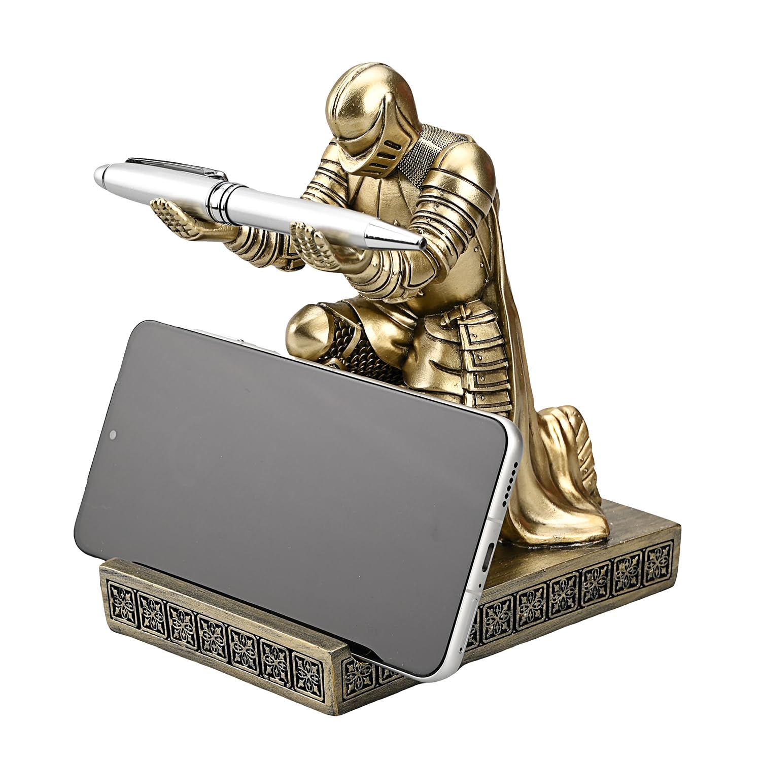 Windbreaker Soldier Knight Pen Holder Personalized Desk Accessory Bronze