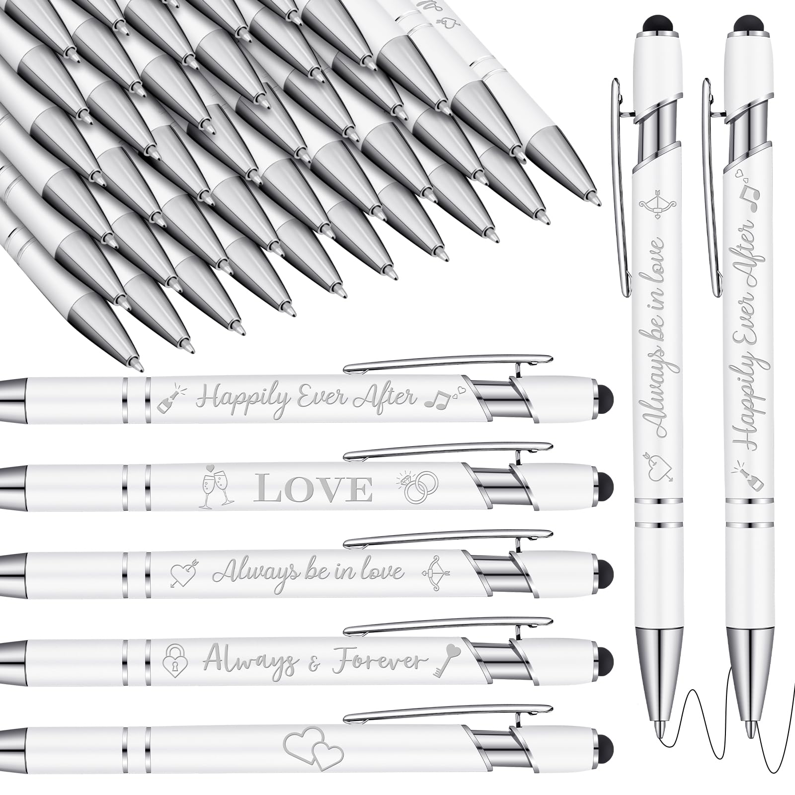 Kisston 36 Pcs Wedding Pen Bulk Bridal Shower Bachelorette Favor, White