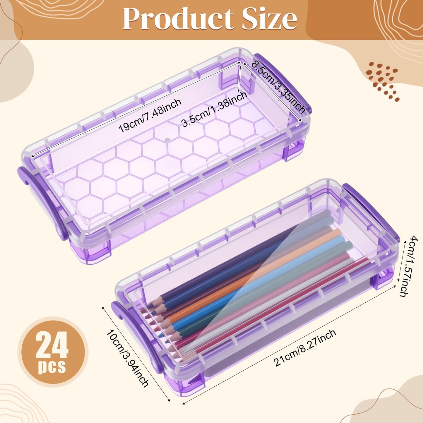 Gueevin 24 Pcs Pencil Box Clear Plastic Pencil Case, Dark