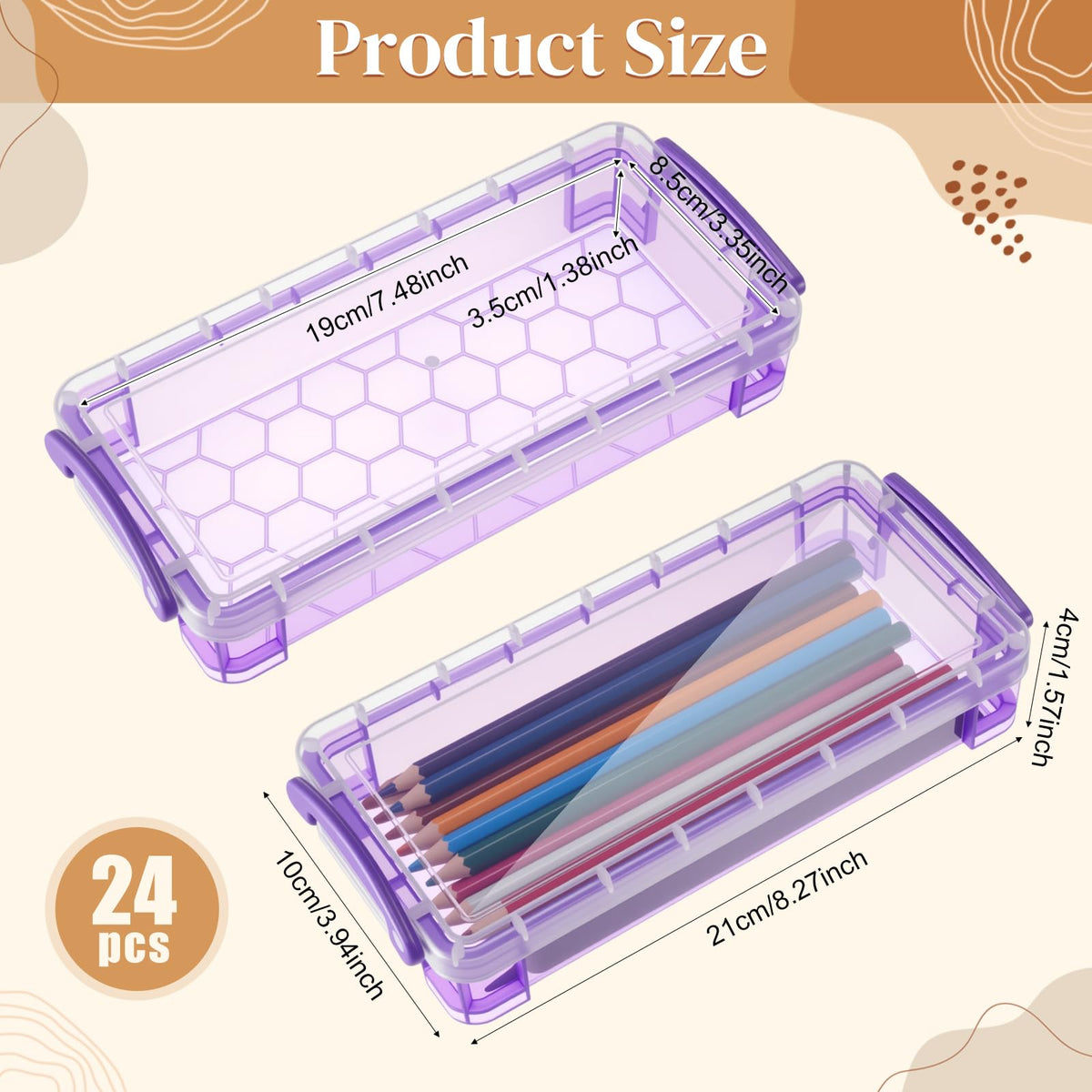 Gueevin 24 Pcs Pencil Box Clear Plastic Pencil Case, Dark