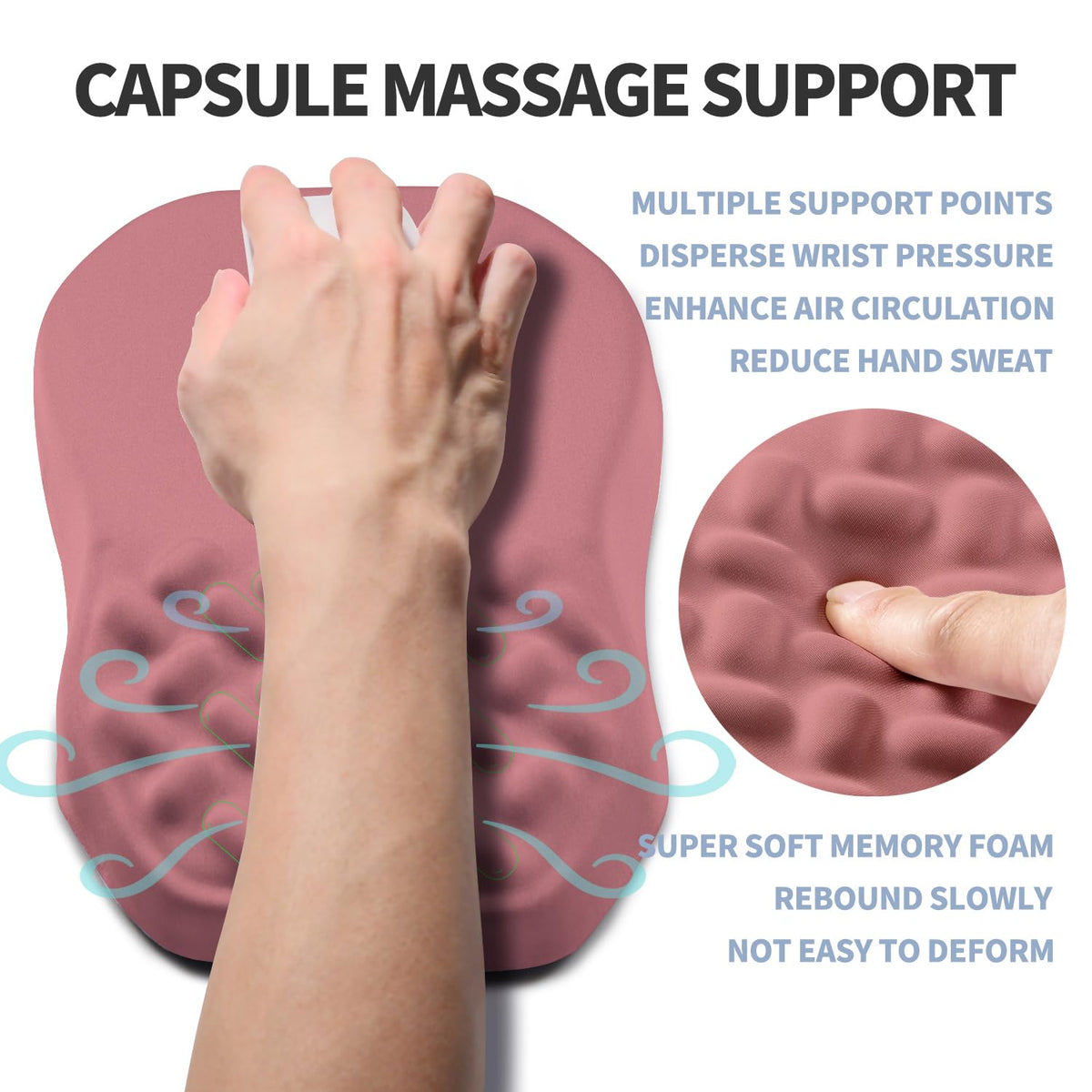 Gleamtide Ergonomic Raised Mouse Pad Wrist Support with Bilateral Slope Memory Foam Mousepad for