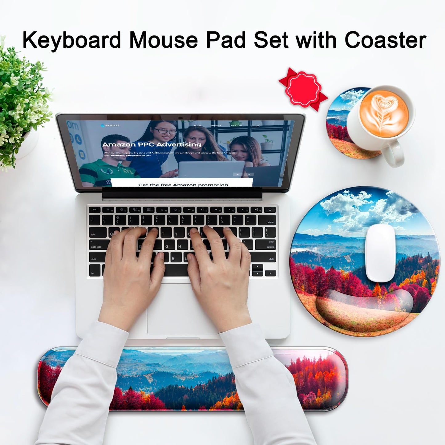 Wiabsi Mouse Pad and Keyboard Wrist Rest Support,Ergonomic Mouse Pad Set