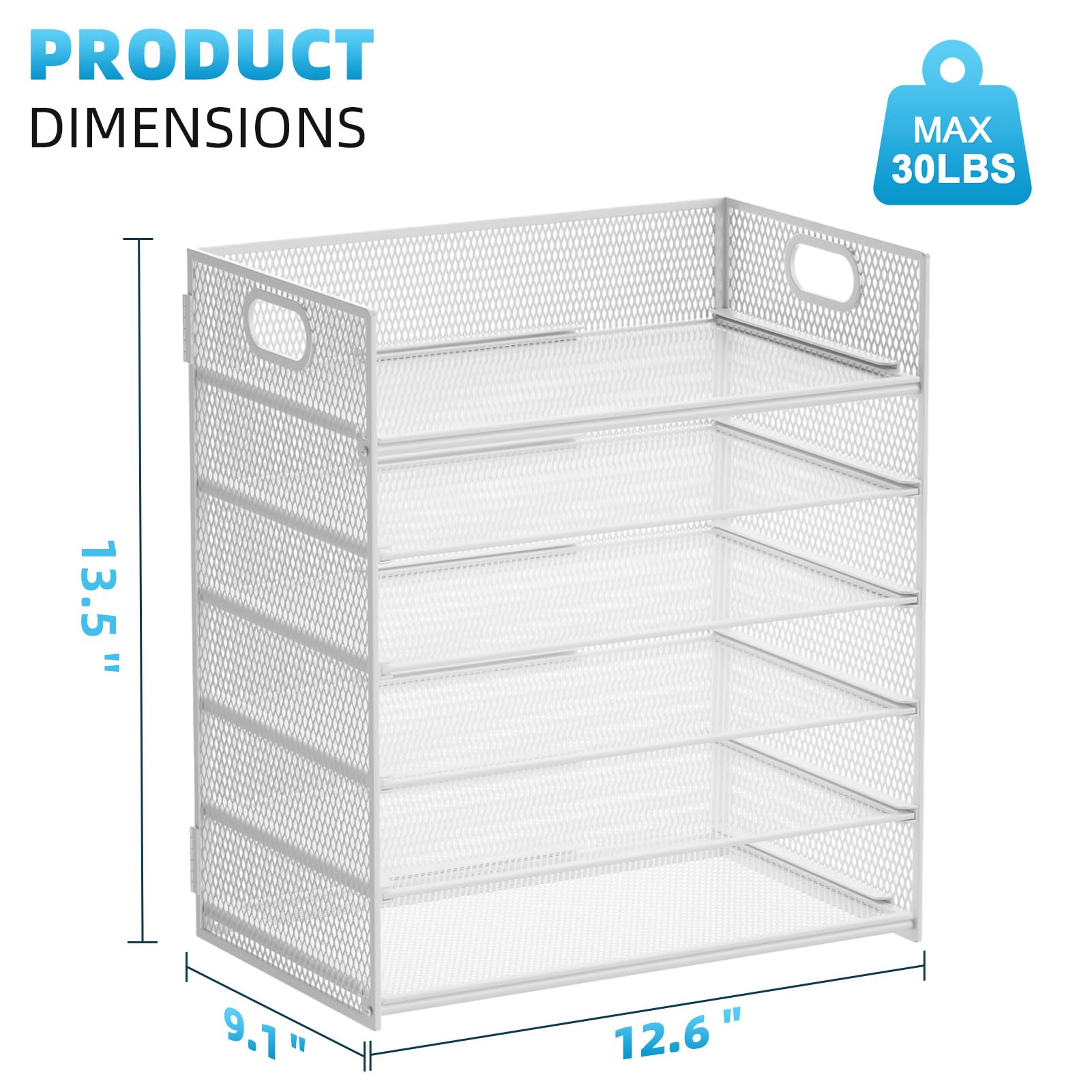 Marbrasse 6 Tier Paper Organizer Letter Tray - Mesh Desk File Organizer with Handle, Paper Sorter