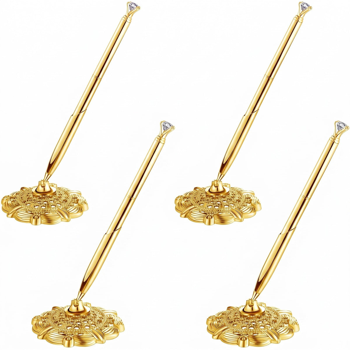 Outus Gold 4 Pcs Wedding Pens for Guest Book Signing Diamond Design