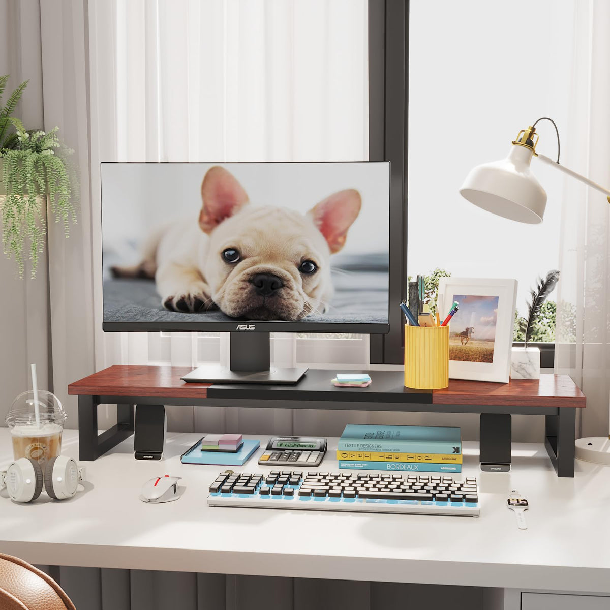 YAOHUOO Dual Monitor Stand Riser, 39Inch Large Monitor Stands for 2 Monitors, Computer Monitor