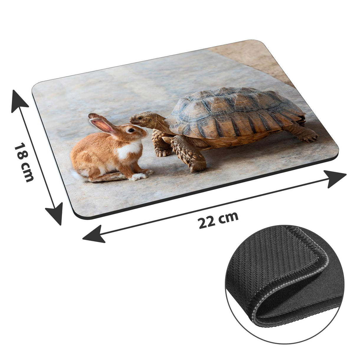 Pedea Gaming and Office Mouse Mat 220 x 180 mm with Stitched Edges and Non-Slip Backing Rabbit and