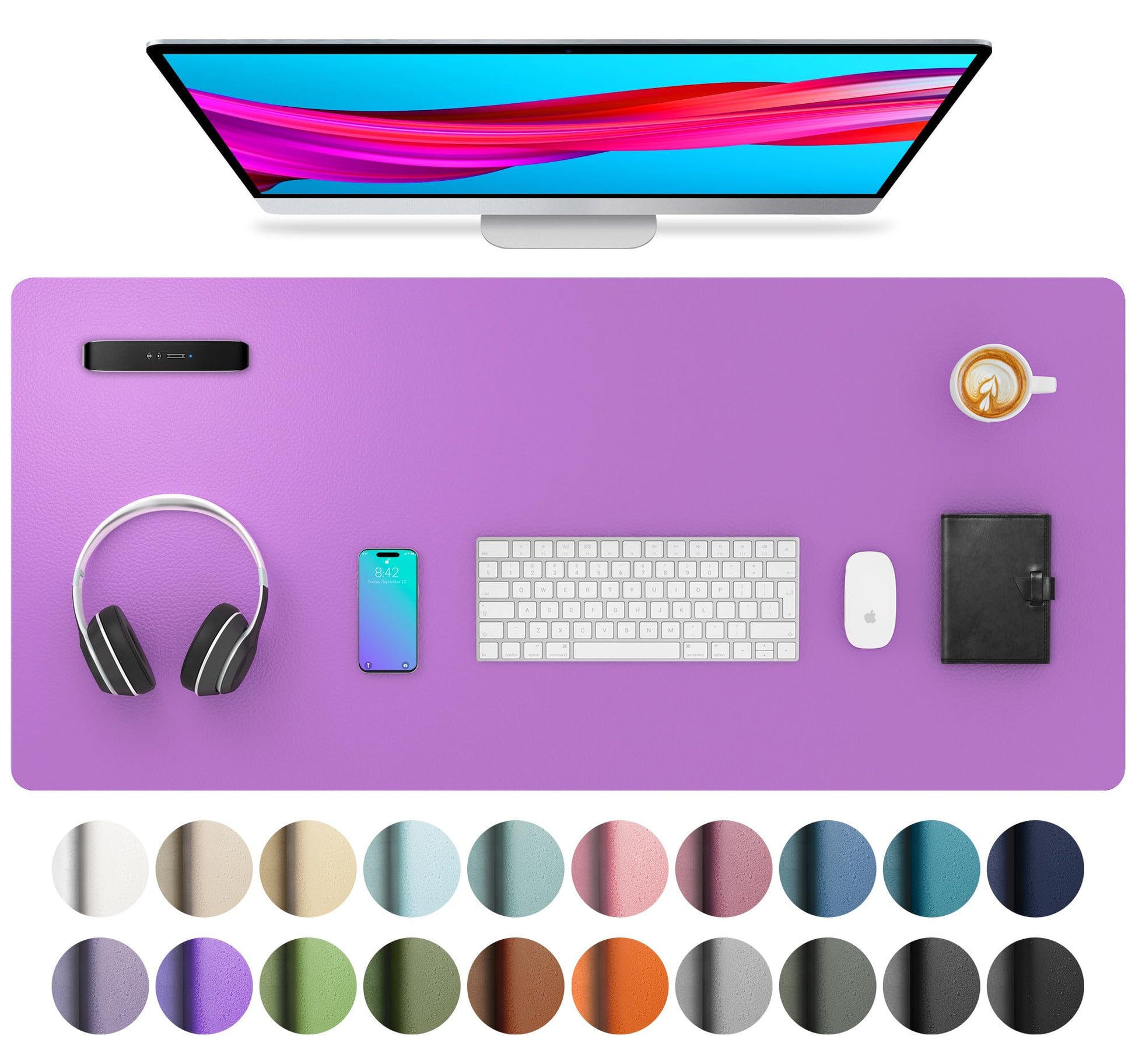 Aothia Leather Desk Pad Protector, Mouse Pad, Office Desk Mat, Non-Slip PU Leather Desk Blotter