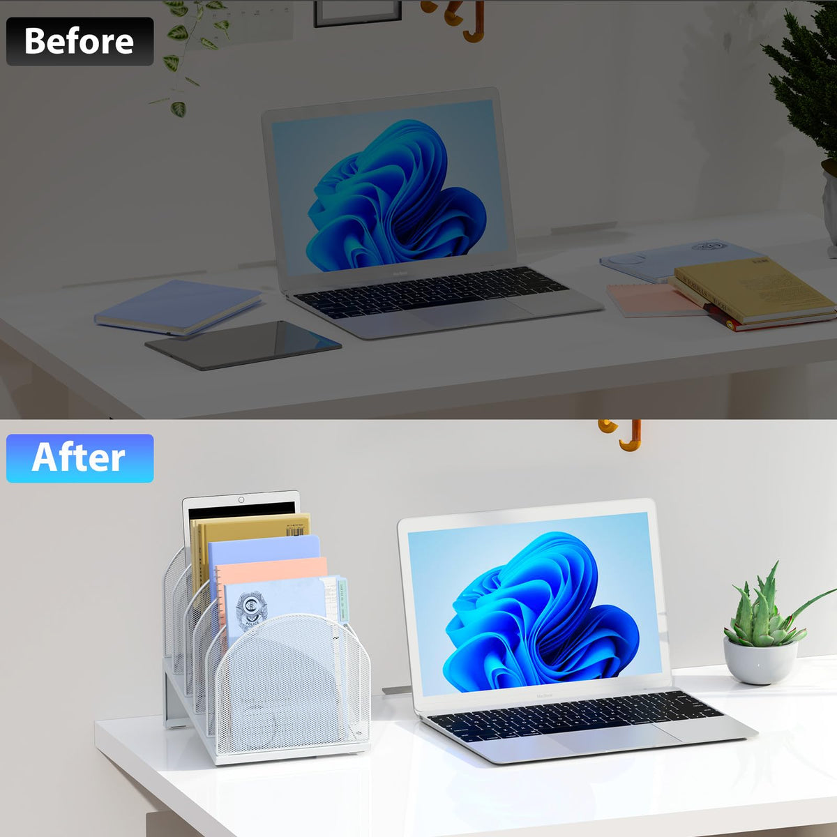 gianotter Desktop File Organizer with 5 Compartments