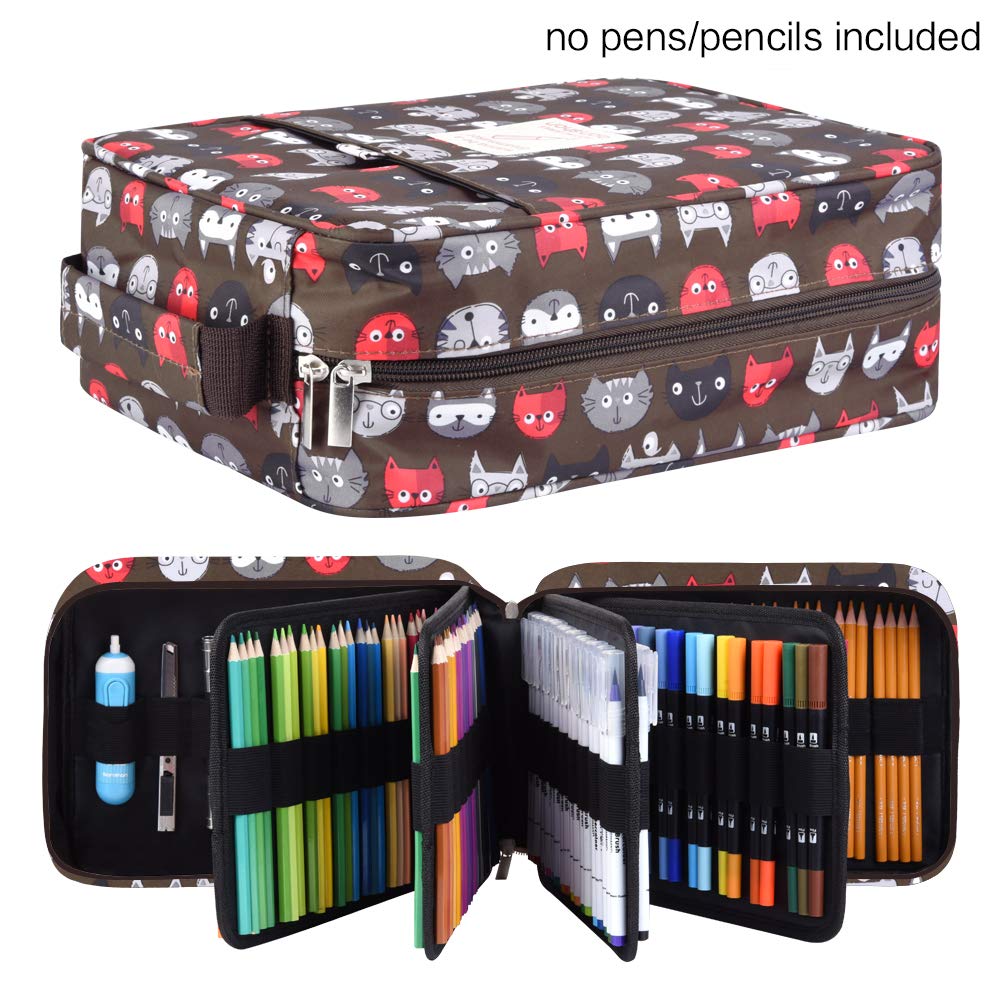Pencil Case Holder Slot with Zipper Closure Large Capacity Pen Organizer