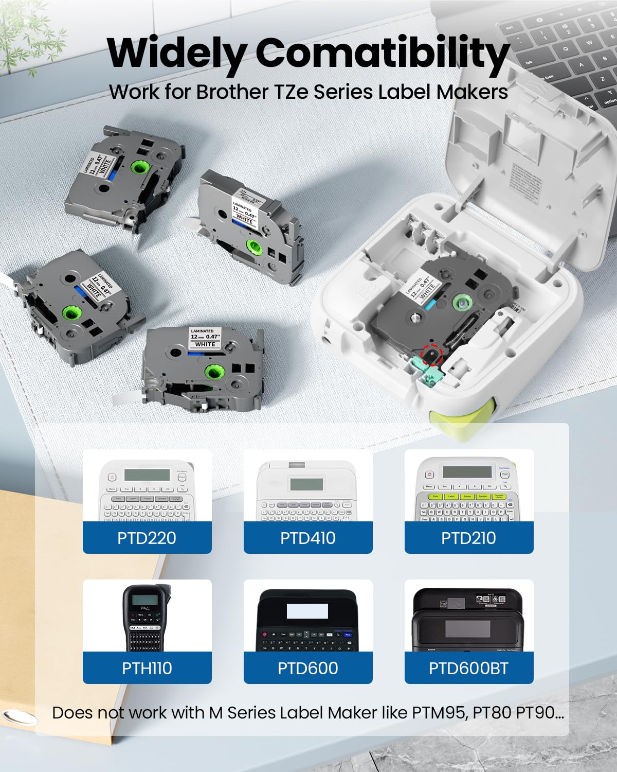 TZe-231 Compatible with Brother Label Maker Tape TZe TZ Tape 12mm 0.47
