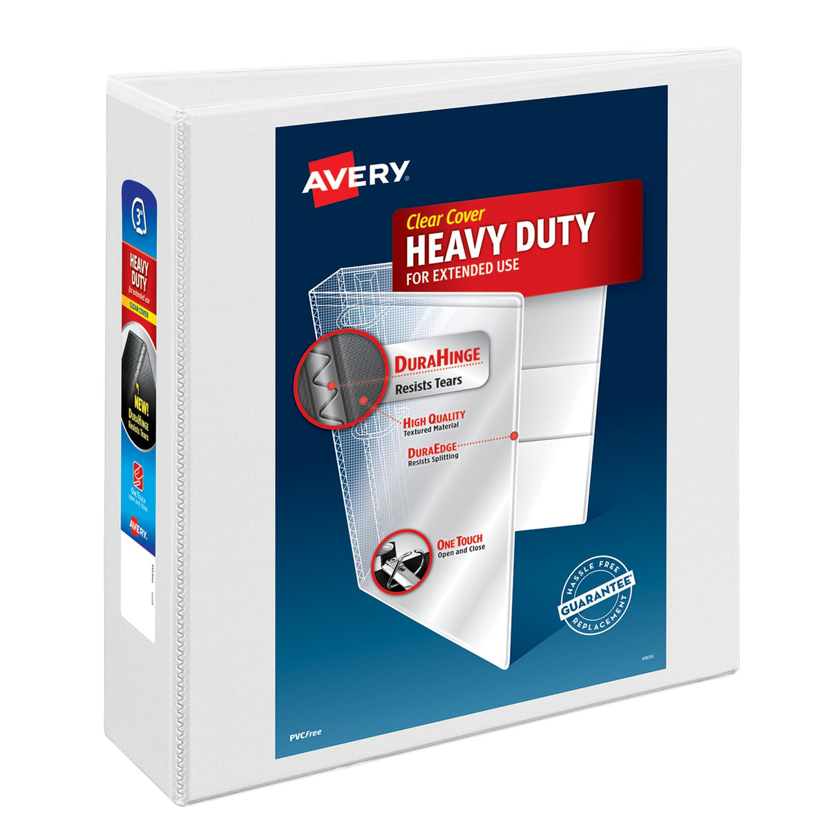 Avery Heavy-Duty View 3 Ring Binder, 3" Slant Rings, 1 White Binder