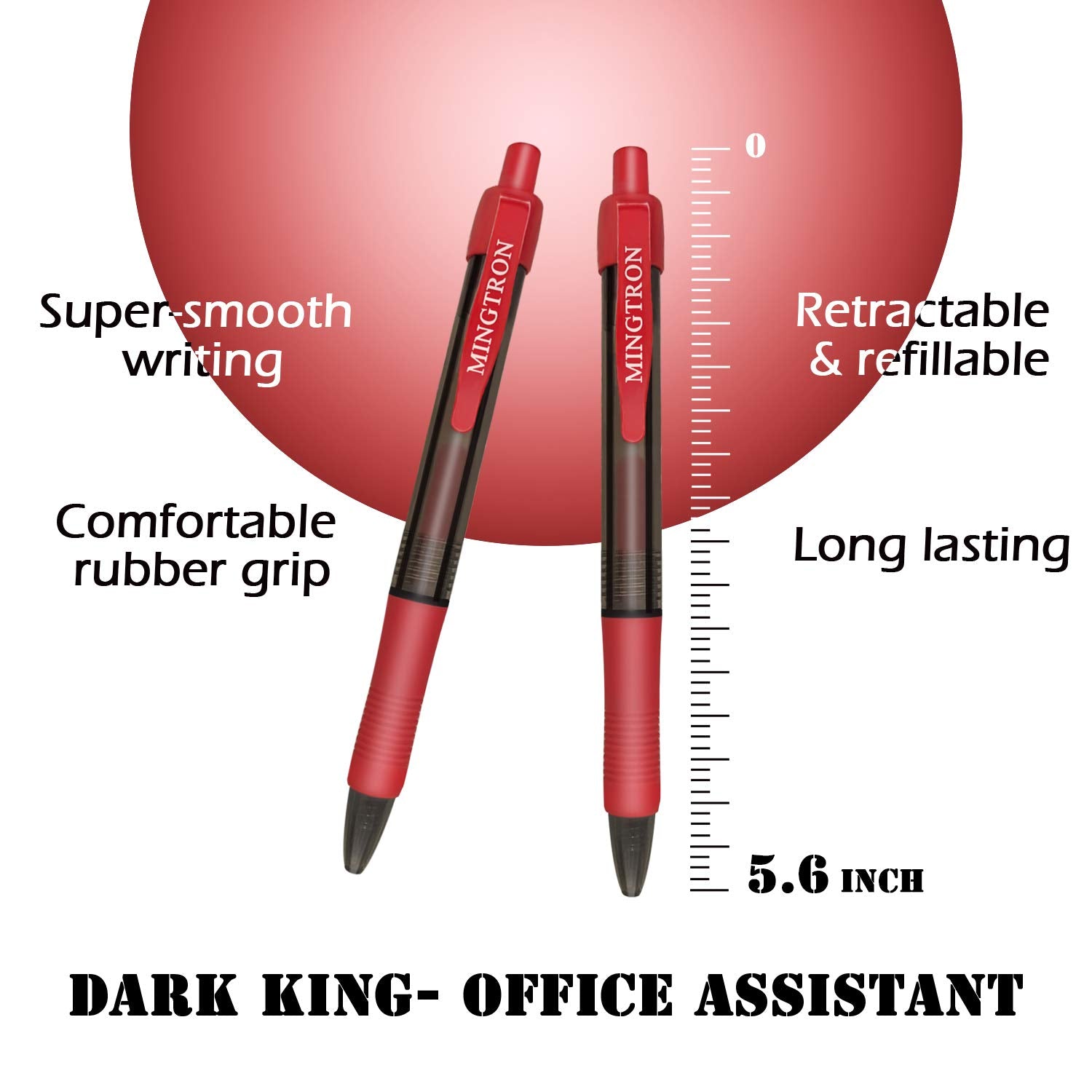 50 Pack No Smear Red Ink Retractable Fine Point Gel Pens Bulk, 0.5MM