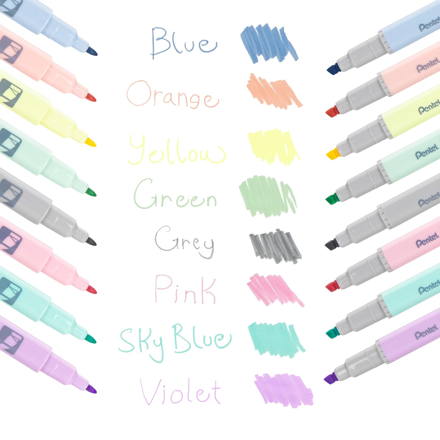 Pentel Illumina Flex Twin Tip Highlighter, Dual-Tip Marker Highlighter, Flex Tip and Chisel, 8