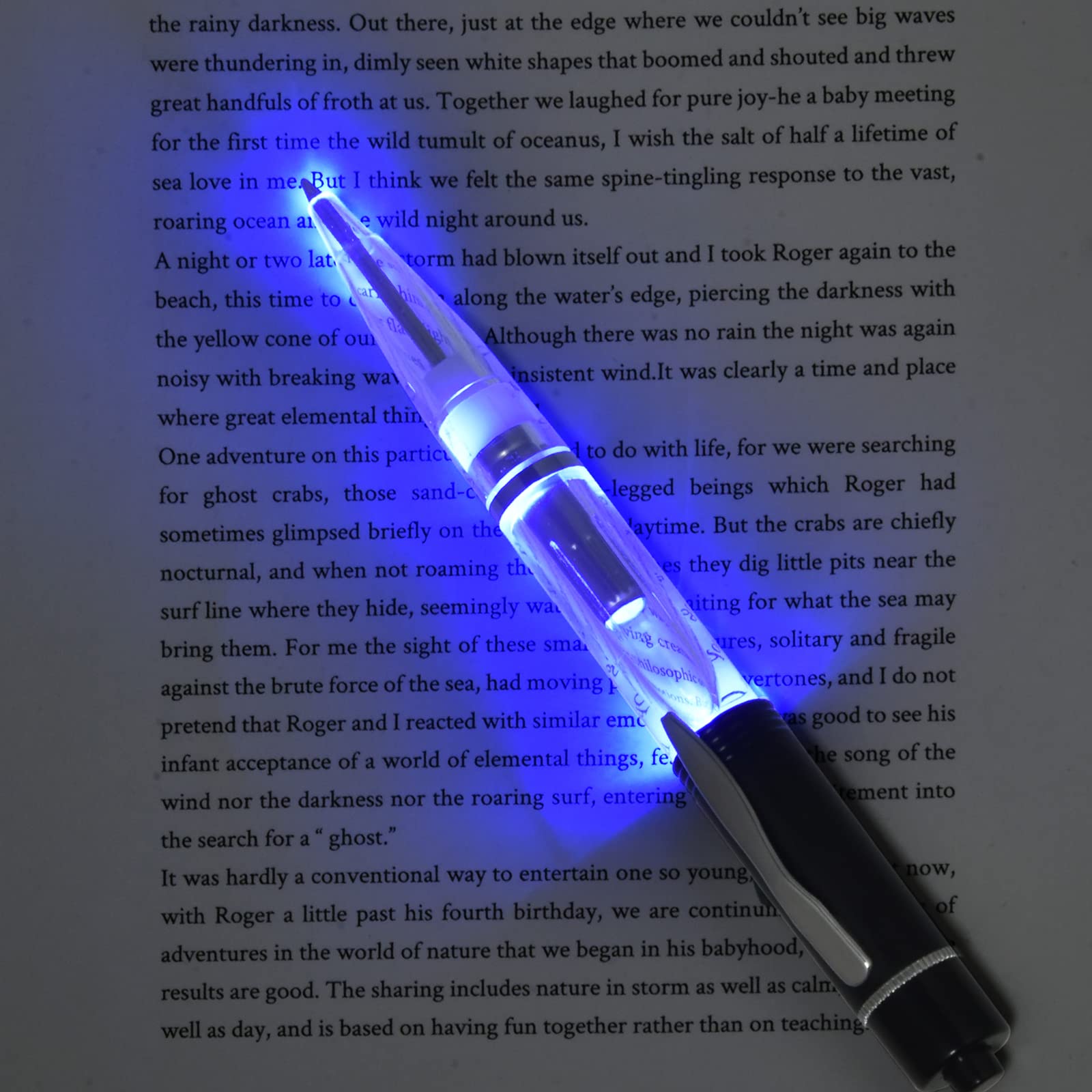 Glovion LED Light Pen, Lighted Ballpoint Pen Penlight for Nighttime Writing –Blue Light with Black