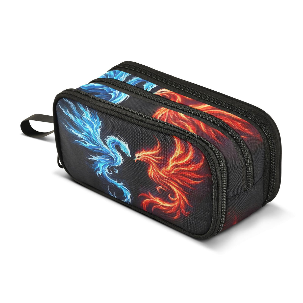 BOENLE Dragon Phoenix Pencil Case Box Boys Girls Large Pencil Pouch with Zipper Compartments Big