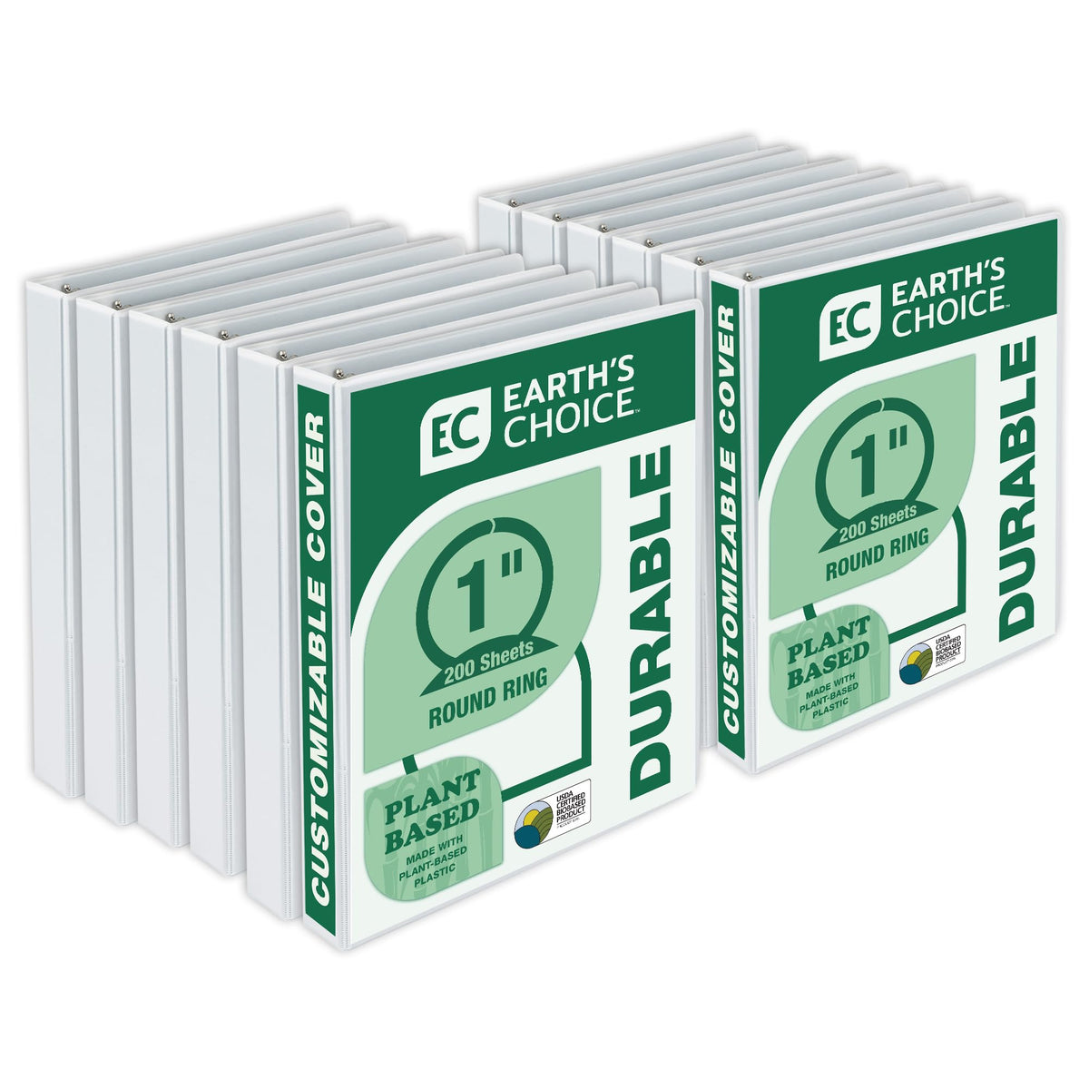 Samsill Earth's Choice 1 Inch Round Ring View Binder, Eco-Friendly and USDA Certified, White, Bulk