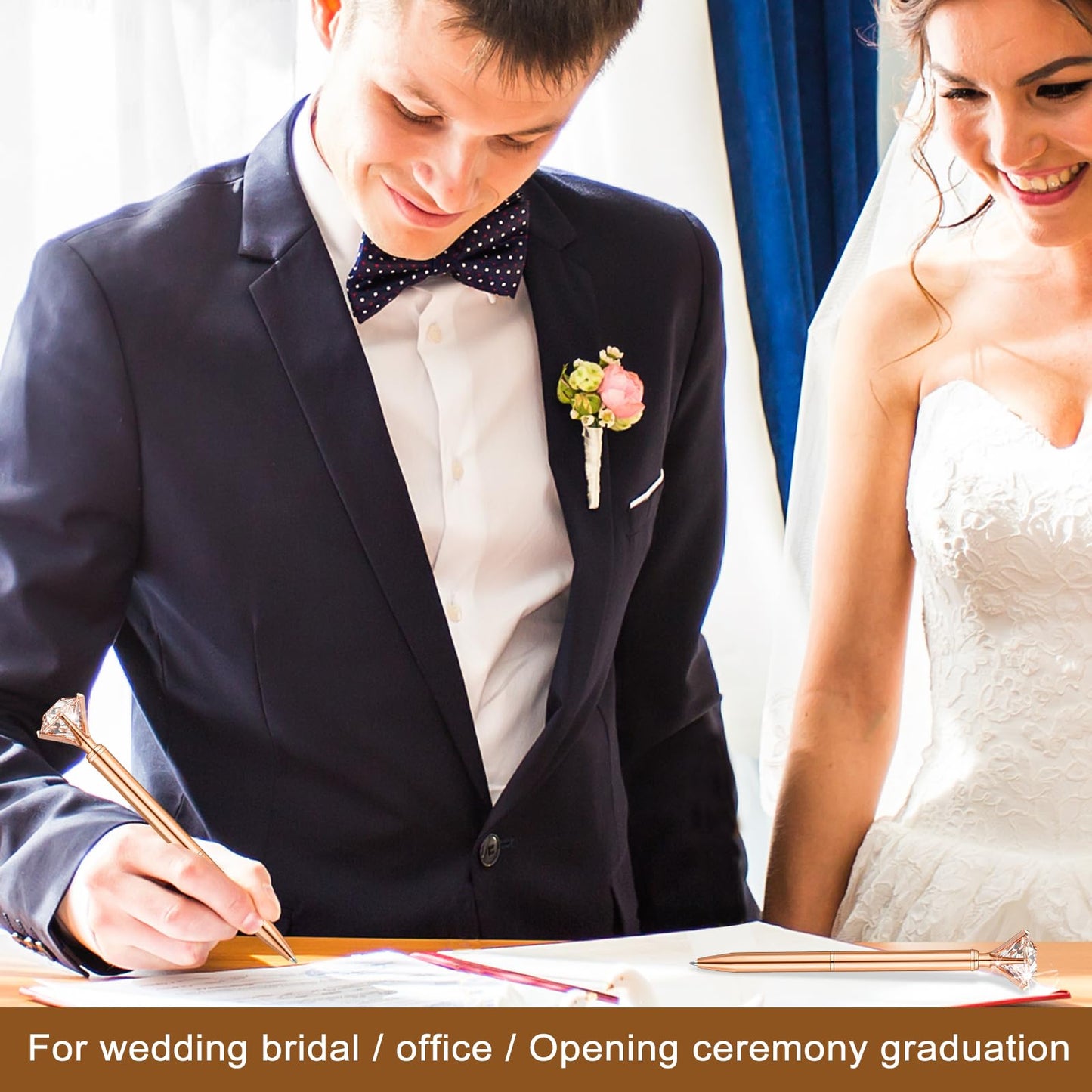 EVNEED 50 Pcs Bulk Diamond Pens with Crystal Bridal Shower Gifts Metal Bling Ballpoint Pens with