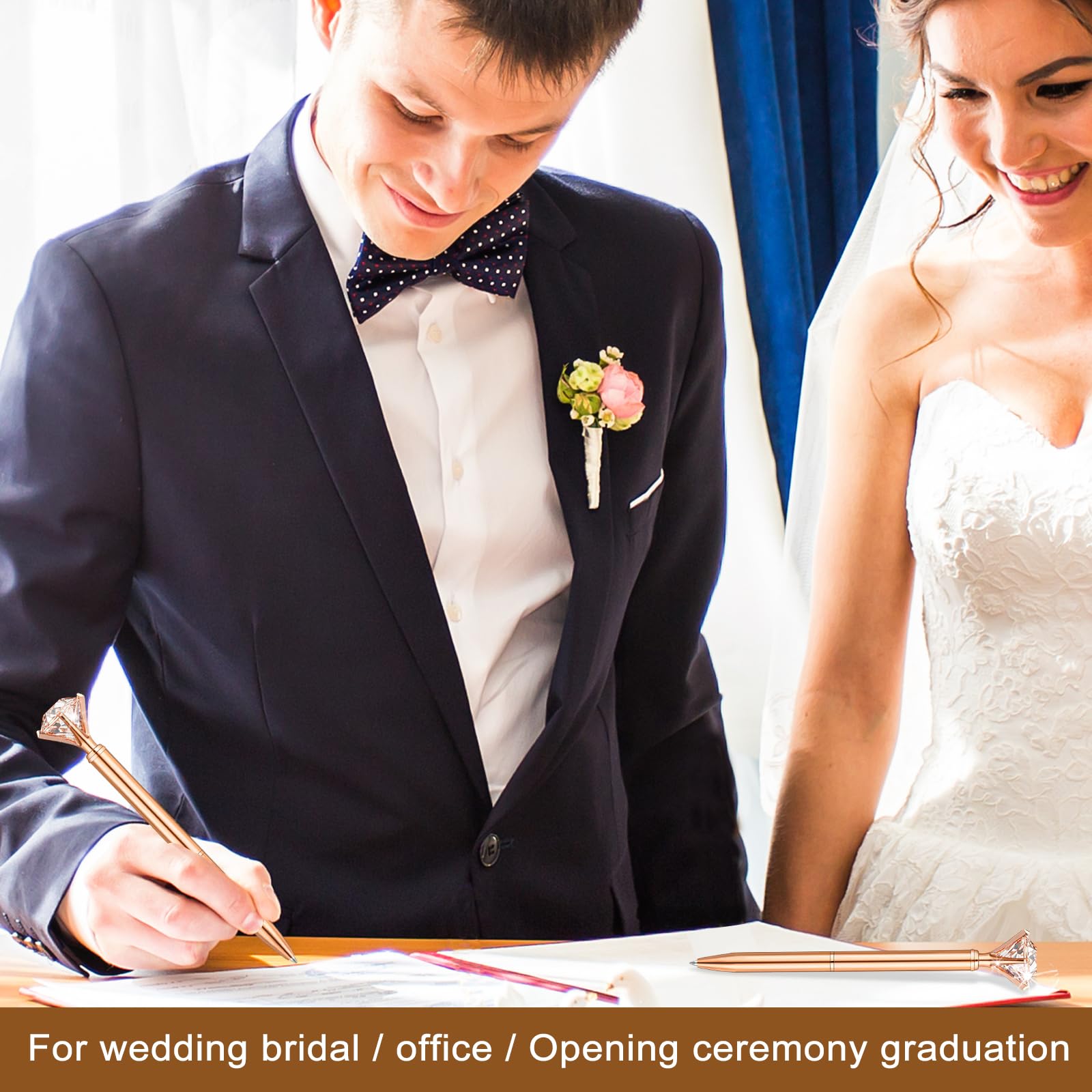 EVNEED 50 Pcs Bulk Diamond Pens with Crystal Bridal Shower Gifts Metal Bling Ballpoint Pens with