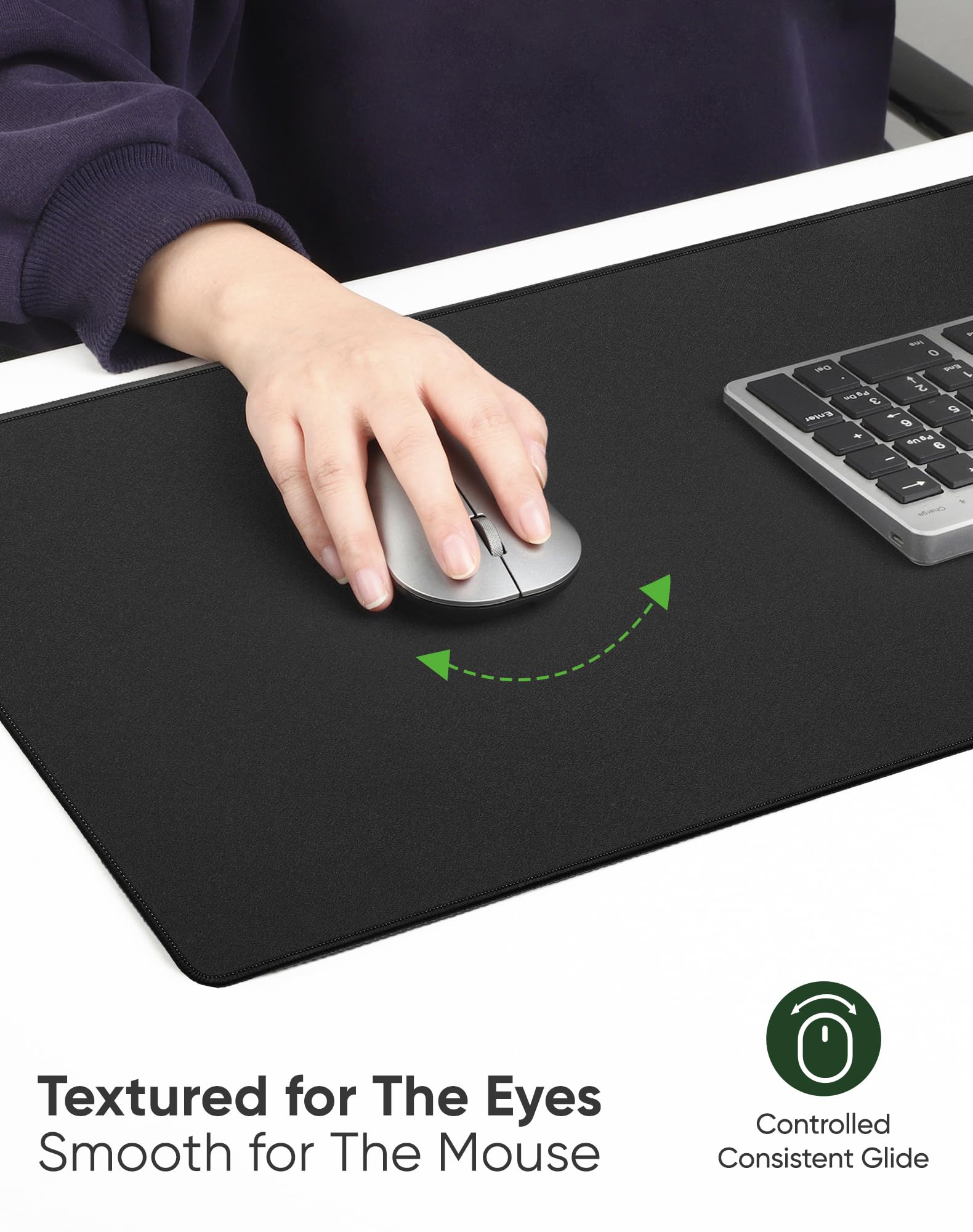 ALOANES Non-Slip Extended Mouse Pad Office&Home Desk Mat Stitched Edge