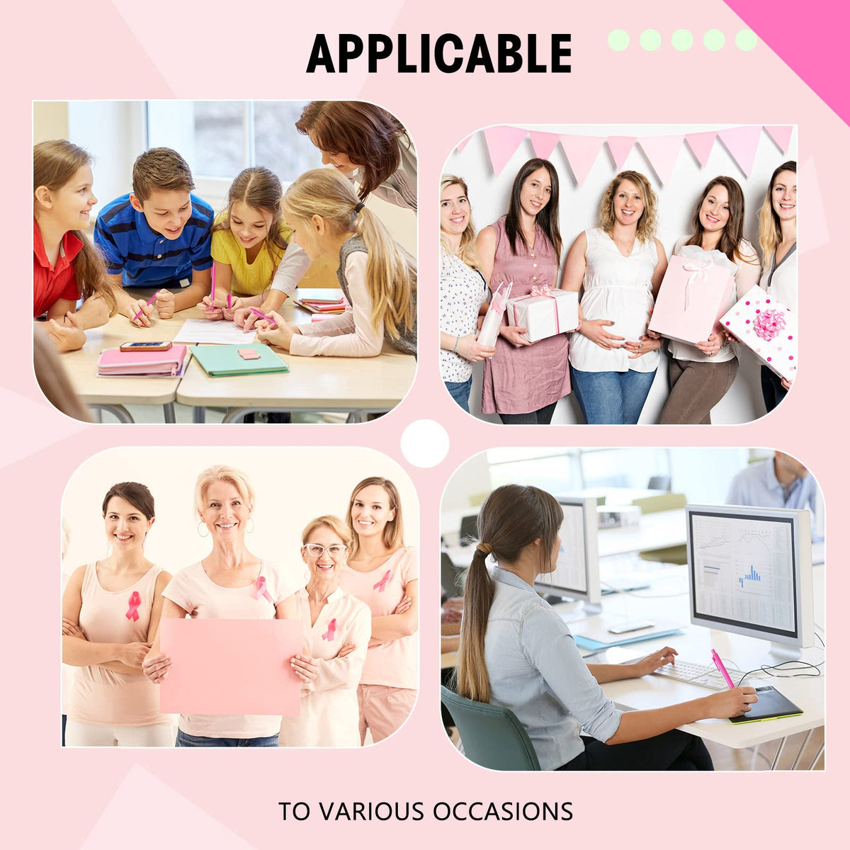 Teling 100 Pcs Ballpoint Pens Retractable Comfortable Cute Stylish Writing Pens in Medium Point 1.0