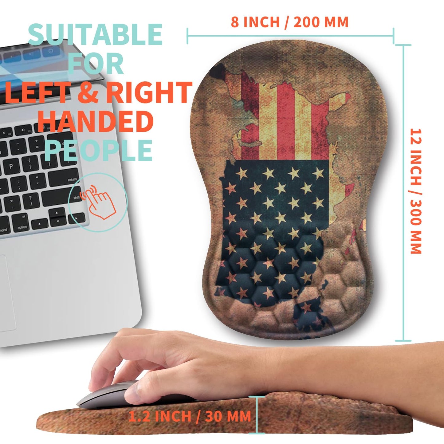 Kuosgm Ergonomic Mouse Pad Wrist Support with Memory Foam Massage Bulge, Carpal Tunnel Pain Relief