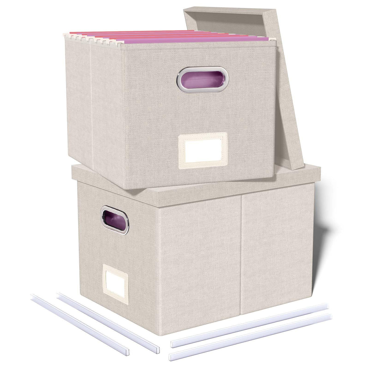 Oterri 2 Pack File Storage Organizer, Document Organizer, Portable File Box with Lid, Fit for