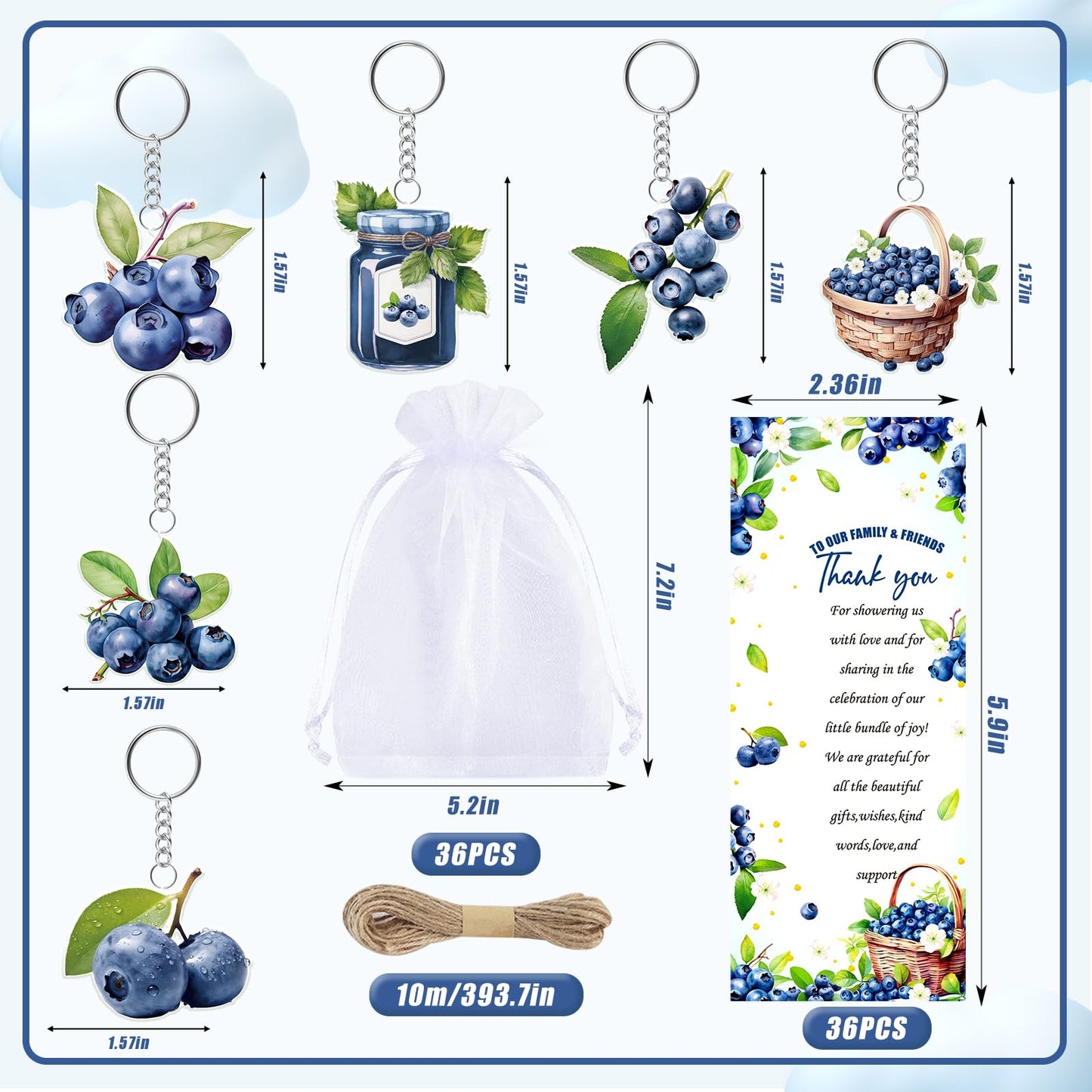 EYNDYN 145 Pieces Blueberry Baby Shower Favors for Guest BlueBerry Sweet Baby Ballpoint Pens and