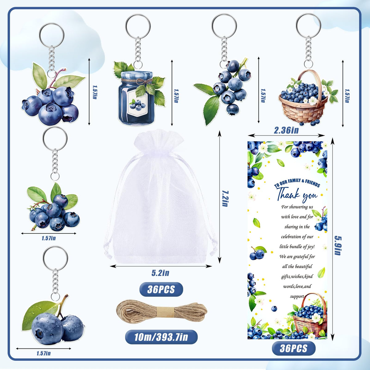 EYNDYN 145 Pieces Blueberry Baby Shower Favors for Guest BlueBerry Sweet Baby Ballpoint Pens and