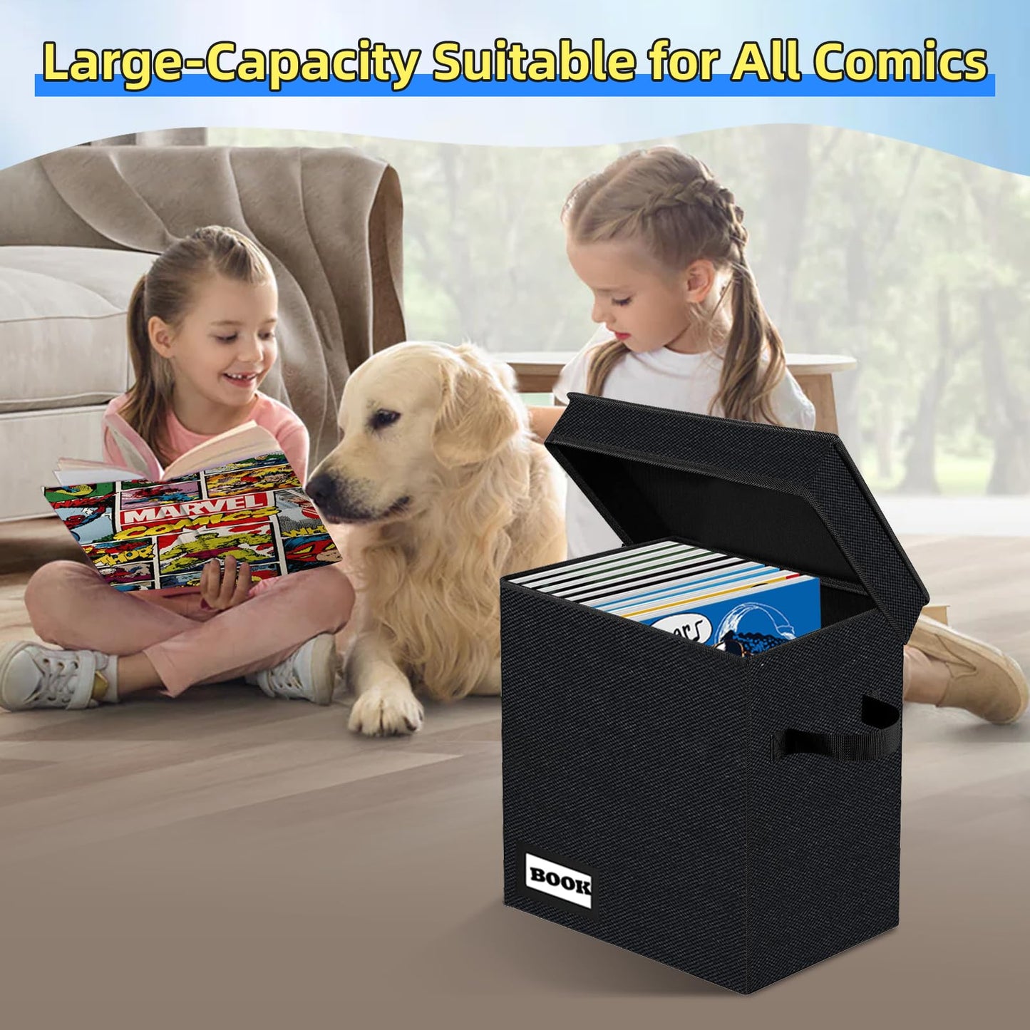 YNSZAS 5 PackCollection Comic Book Storage Boxes, Protector Organizer 11.8" X 9.8" X 7.8"