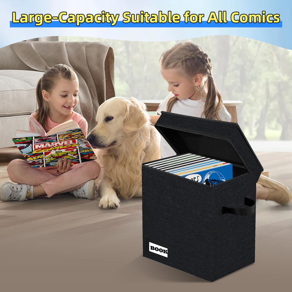 YNSZAS 5 PackCollection Comic Book Storage Boxes, Protector Organizer 11.8" X 9.8" X 7.8"