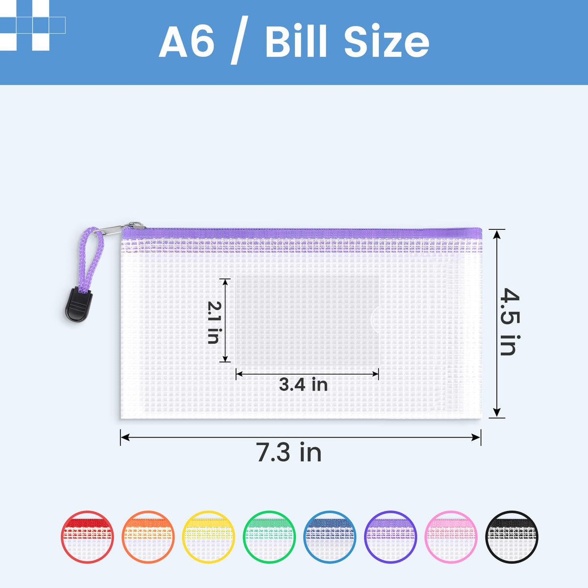 Sooez 24 Pack Mesh Zipper Pouch Bags with Label Pocket, A6 (9.1×4.7 in)