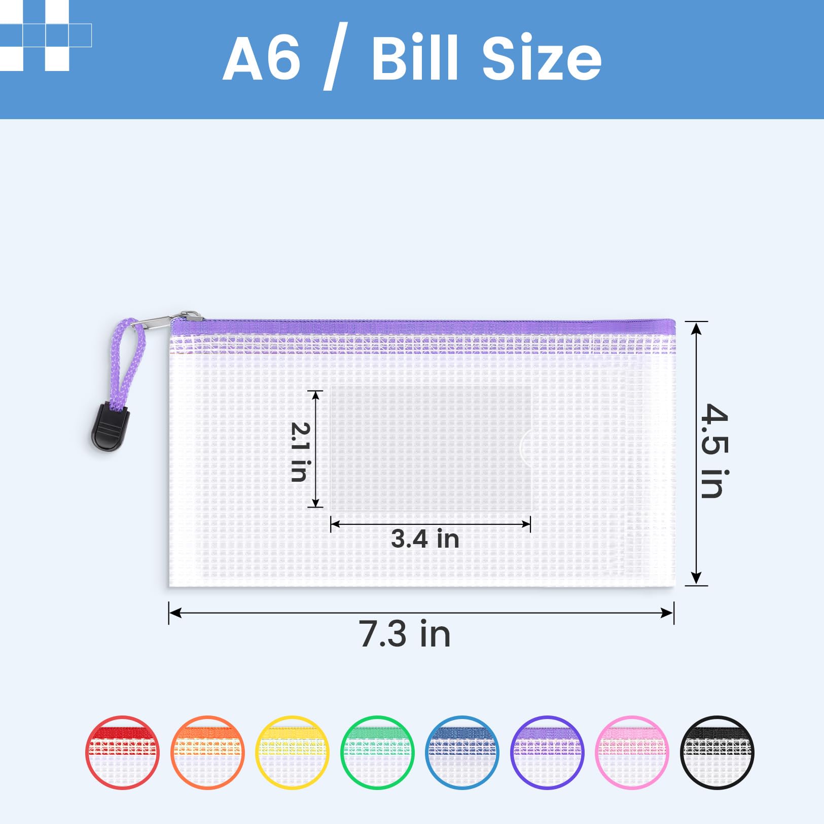 Sooez 24 Pack Mesh Zipper Pouch Bags with Label Pocket, A6 (9.1×4.7 in)