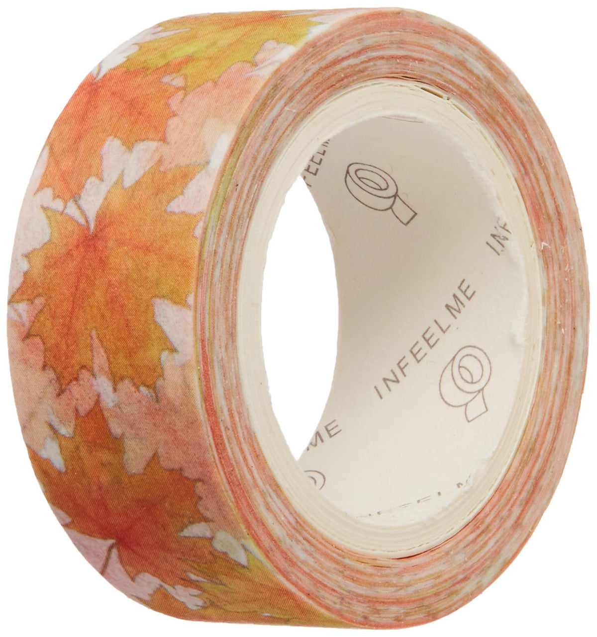 Wrapables Flowers and Greens Washi Masking Tape, 15mm x 7m Orange Maple Leaves