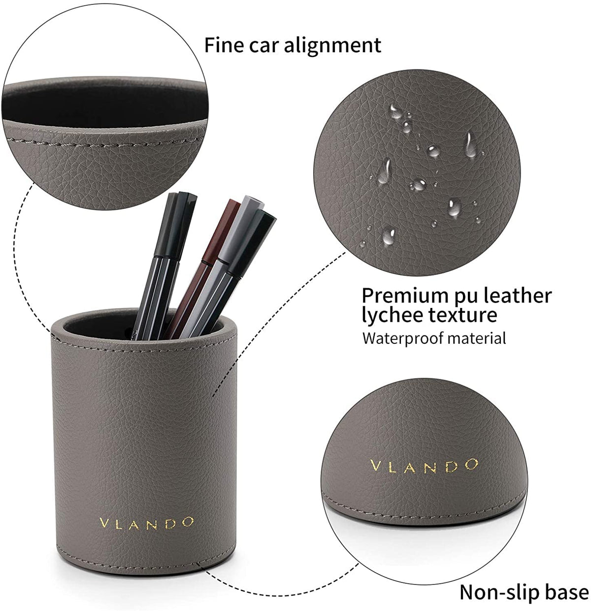 VLANDO Office Desk Organizer Leather Desktop Organizer Caddy with Drawer for Storing Desktop
