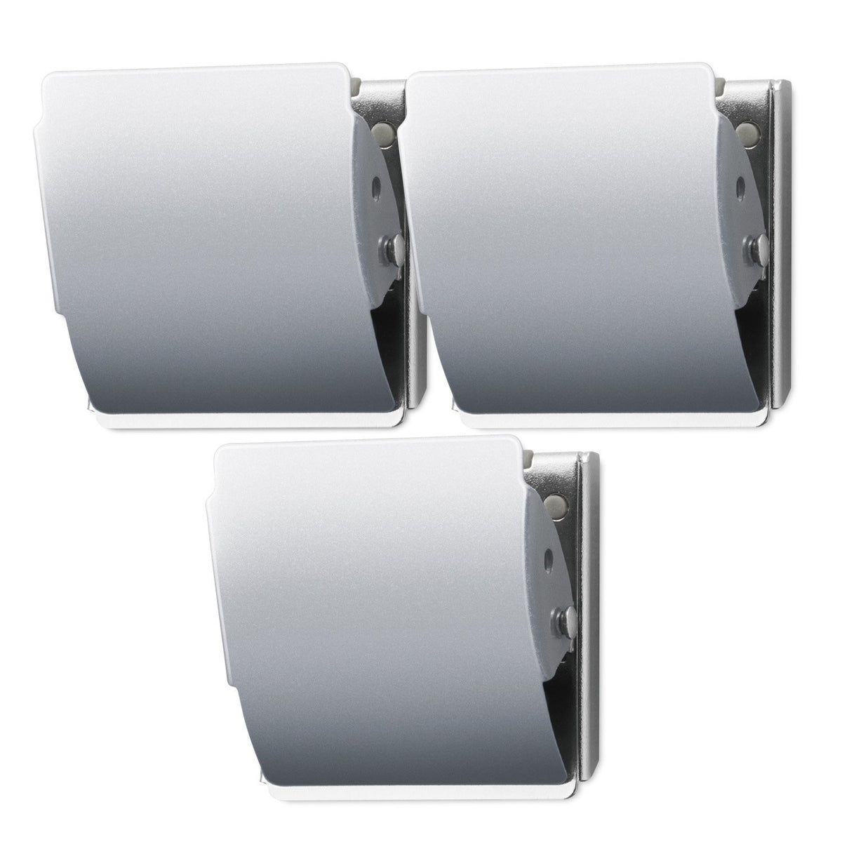 PLUS Extra-Strong Magnetic Binder Clips, Large, 3-Pack Silver