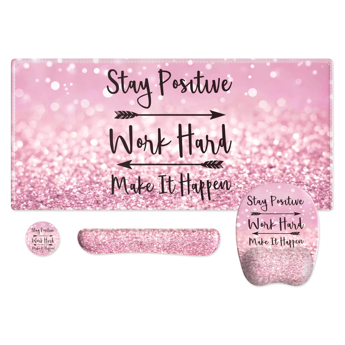Anyshock Pink Mouse Pad with Wrist Rest, Ergonomic Desk Mat with Stitched Edges, Non Slip Wrist