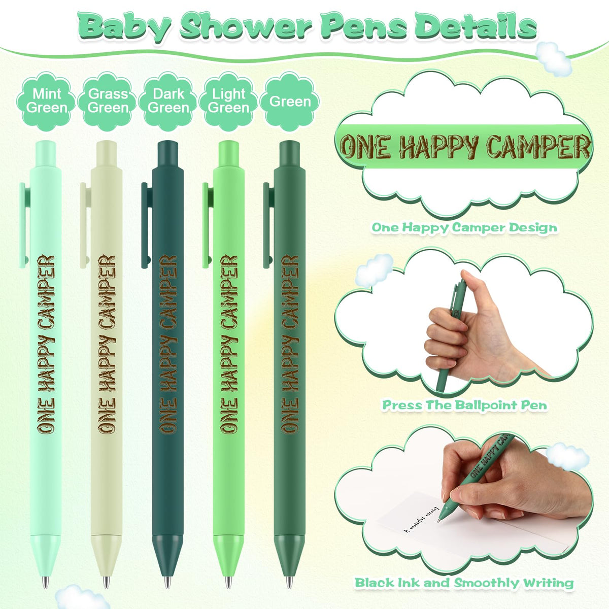 Engrowtic 50 Set One Happy Camper Party Favors for Guests include 50 One Happy Camper Pens 50 Thank